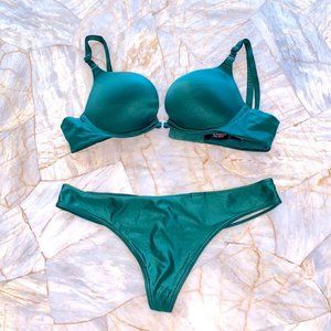 2 Pc Matching Set Very Sexy Green 32B Bra + Small V-String Very Sexy Thong Panty